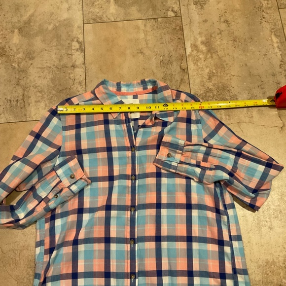 H&M LOGG Women’s Sz 14 Pink Blue Long Sleeve Plaid Button Up Shirt - Picture 5 of 10